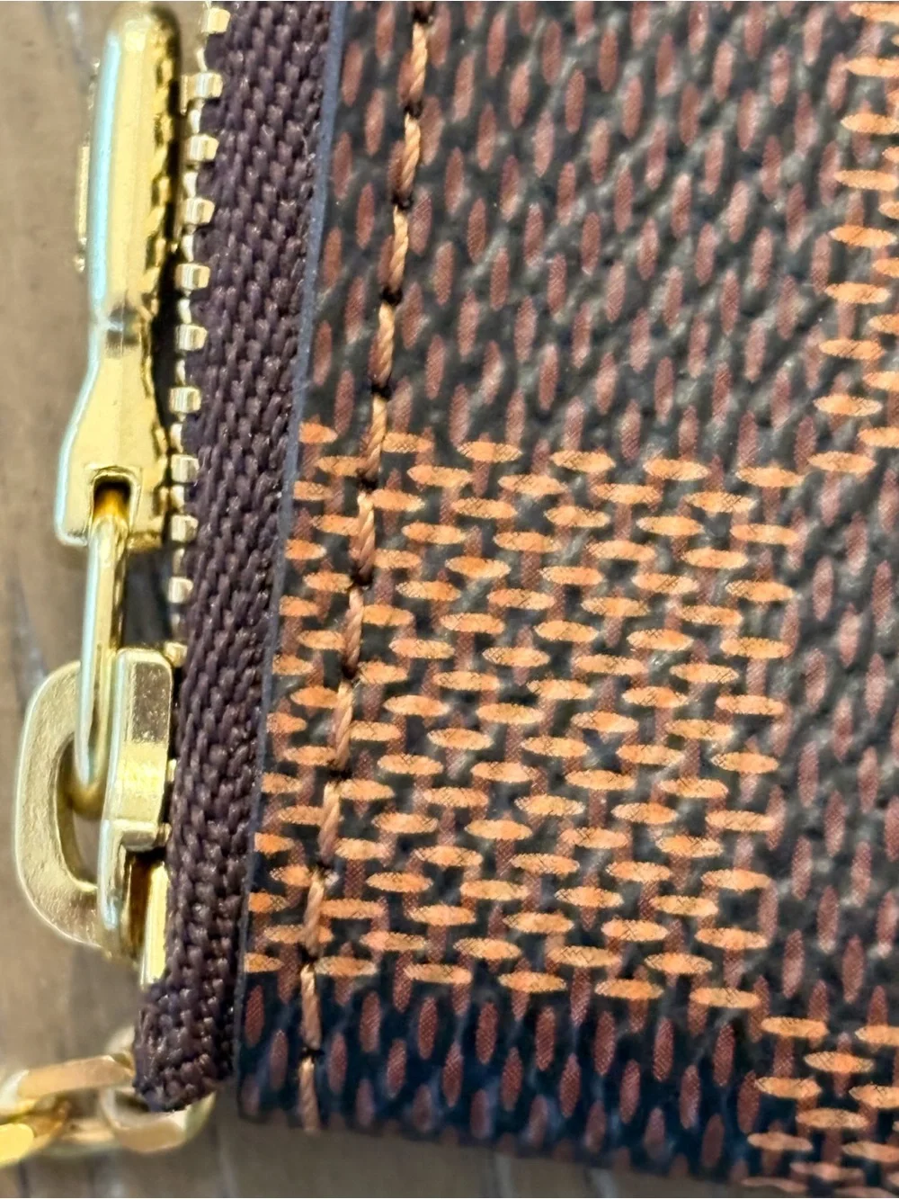 Louis Vuitton Brown Damier Key Pouch with Gold Hardware